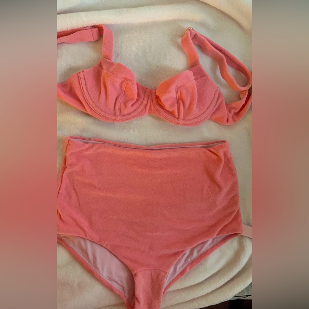 Victoria’s Secret Peachy Pink Terry Cloth Push Up & High Waist Bikini